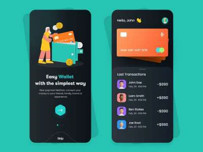 Flat Design Wallet App  - Free template