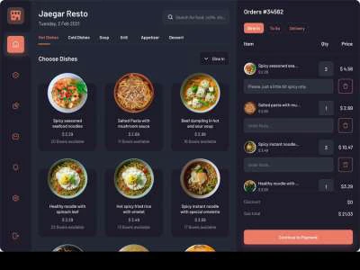 Food Orders Dashboard UI  - Free template