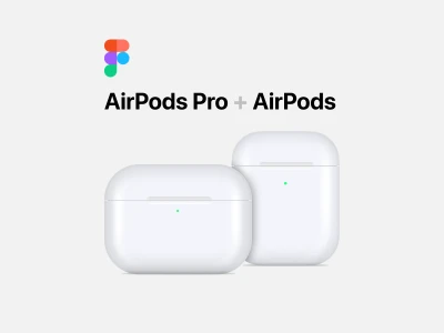 AirPods Pro + AirPods Vector Mockup  - Free template