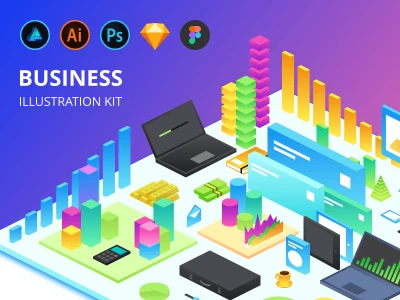 Business Illustration UI Kit  - Free template