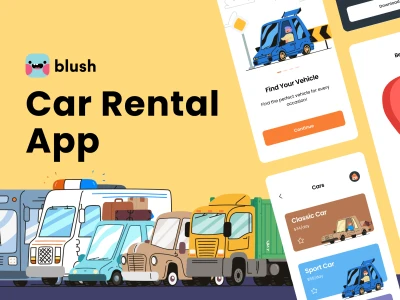 Car Rental App with Beep Beep Illustrations  - Free template