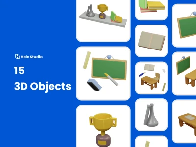 Classroom 3D Icons Set  - Free template