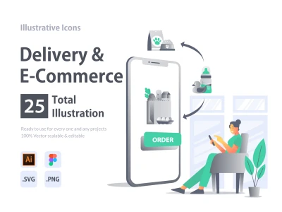 Delivery & E-Commerce Illustrations  - Free template