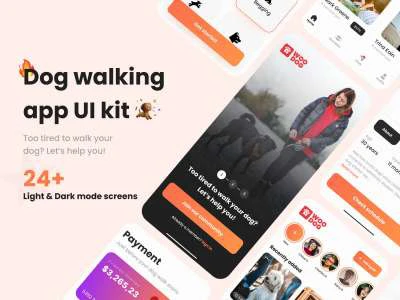 Dog Walking App UI Kit  - Free template