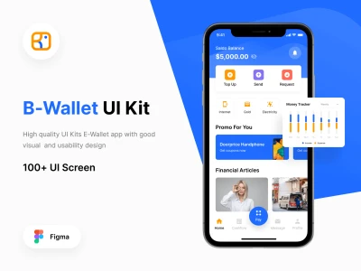 E-Wallet Mobile App UI Kit  - Free template