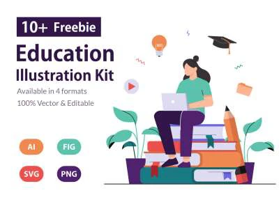 Education & Online Learning Illustration Kit  - Free template