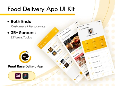 Food Delivery Mobile App UI Kit  - Free template