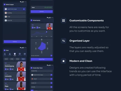 Football Manager Game UI Kit  - Free template