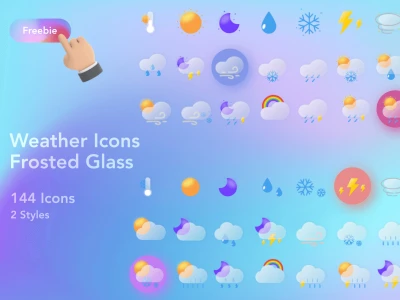 Frosted Glass Weather Icons  - Free template