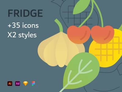 Fruit and Vegetables Icons  - Free template
