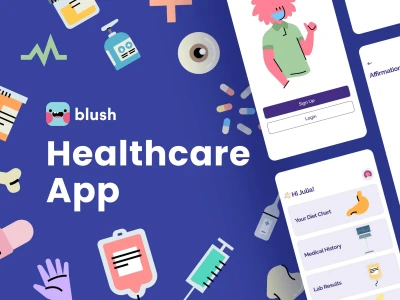 Healthcare App with Blush Illustrations  - Free template