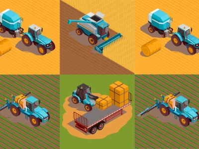 Isometric Agricultural Machines Illustrations  - Free template