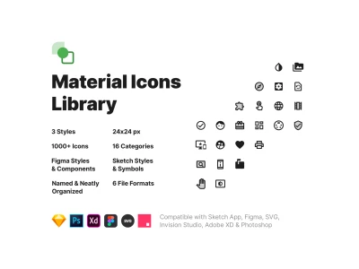Material Icons Library  - Free template