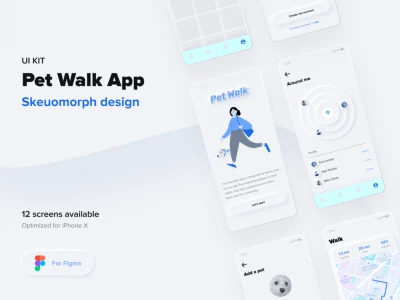 Pet Walk App UI Kit  - Free template