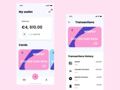 WeePay Wallet App  - Free template