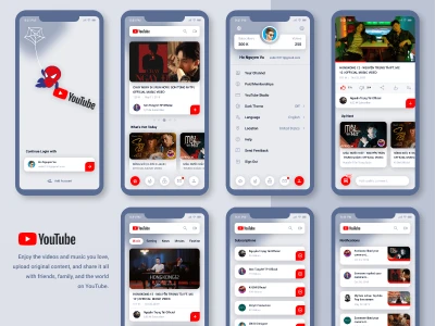YouTube Redesign Mobile App  - Free template