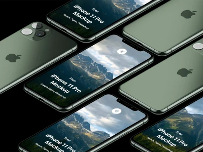 iPhone 11 Pro Perspective Mockup  - Free template