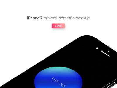 iPhone 7 Isometric Mockup  - Free template