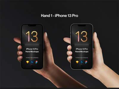 iPhone Pro Hands Mockups  - Free template