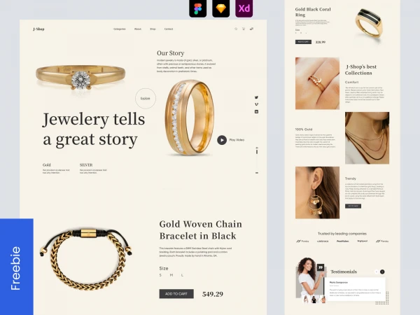 Shopify Jewellery Store Landing Page Design  - Free template
