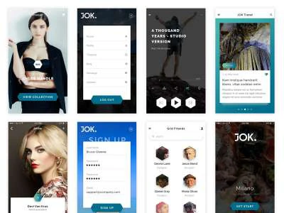 Jok App Design Free UI Kit  - Free template