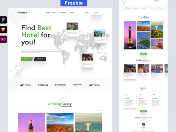 Landing page design for Travel Agency  - Free template