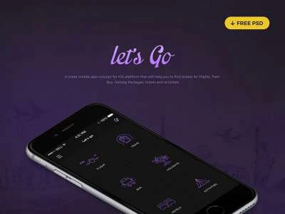 Lets Go Travel App Design  - Free template