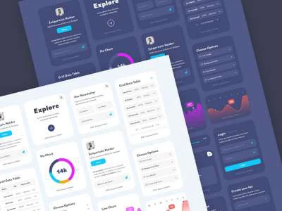 Light and Dark UI Elements  - Free template