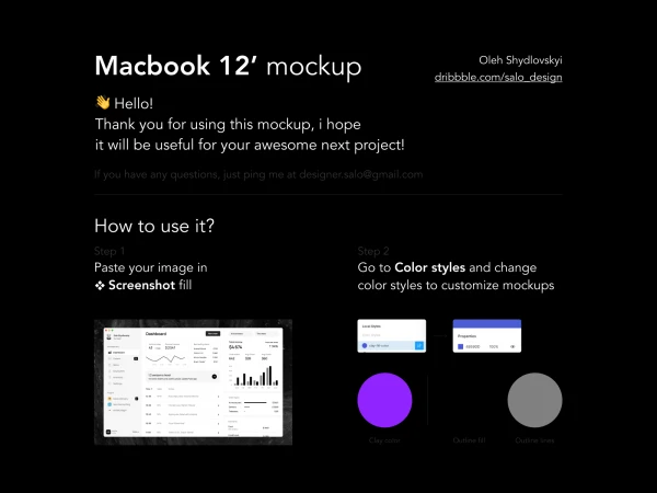 Macbook 12ï¿½ Clay Mockup  - Free template