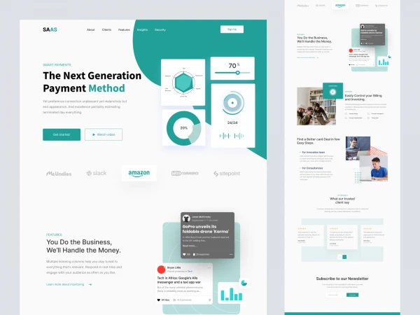 Modern Landing page design for SaaS Company  - Free template