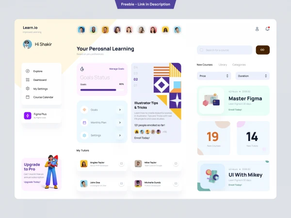 Online Learning Education Dashboard UI Concept  - Free template