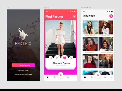 Social Meet App Ui Kit  - Free template