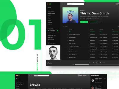 Spotify Mockup Full UI  - Free template