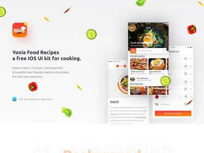 Yonia Food Recipes iOS UI  - Free template