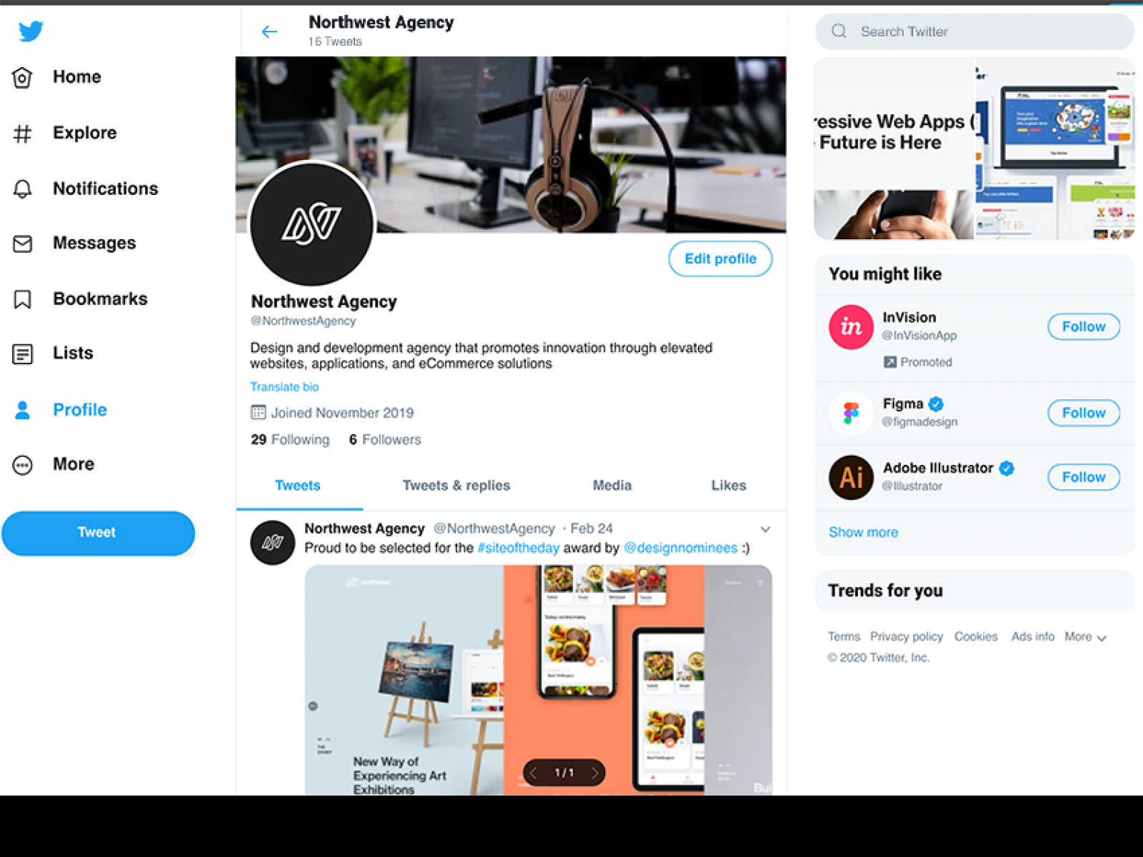 Twitter Start Page Mockup for Figma and Adobe XD No 1