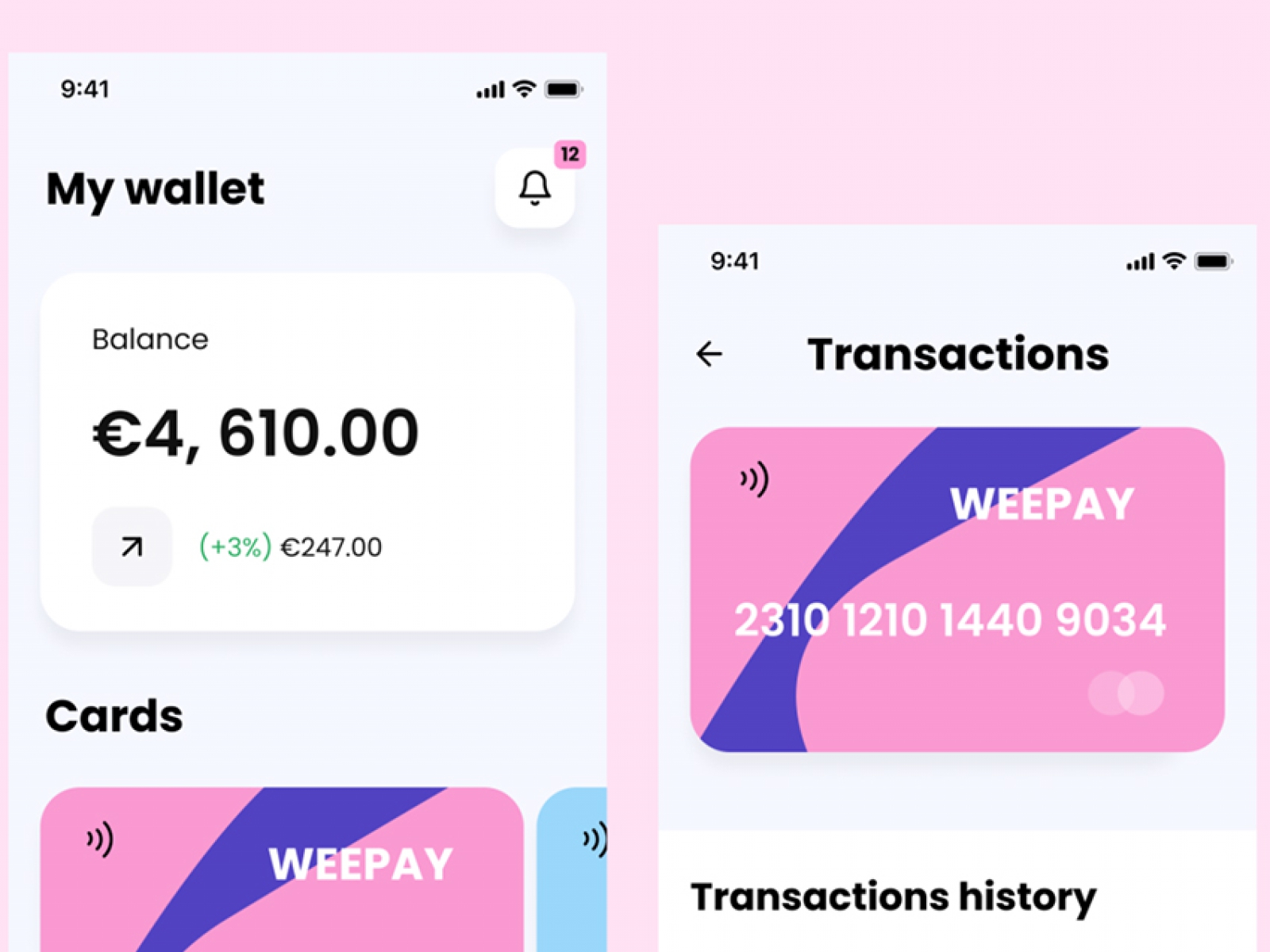 Wallet App Pink Figma Kit for Figma and Adobe XD No 1