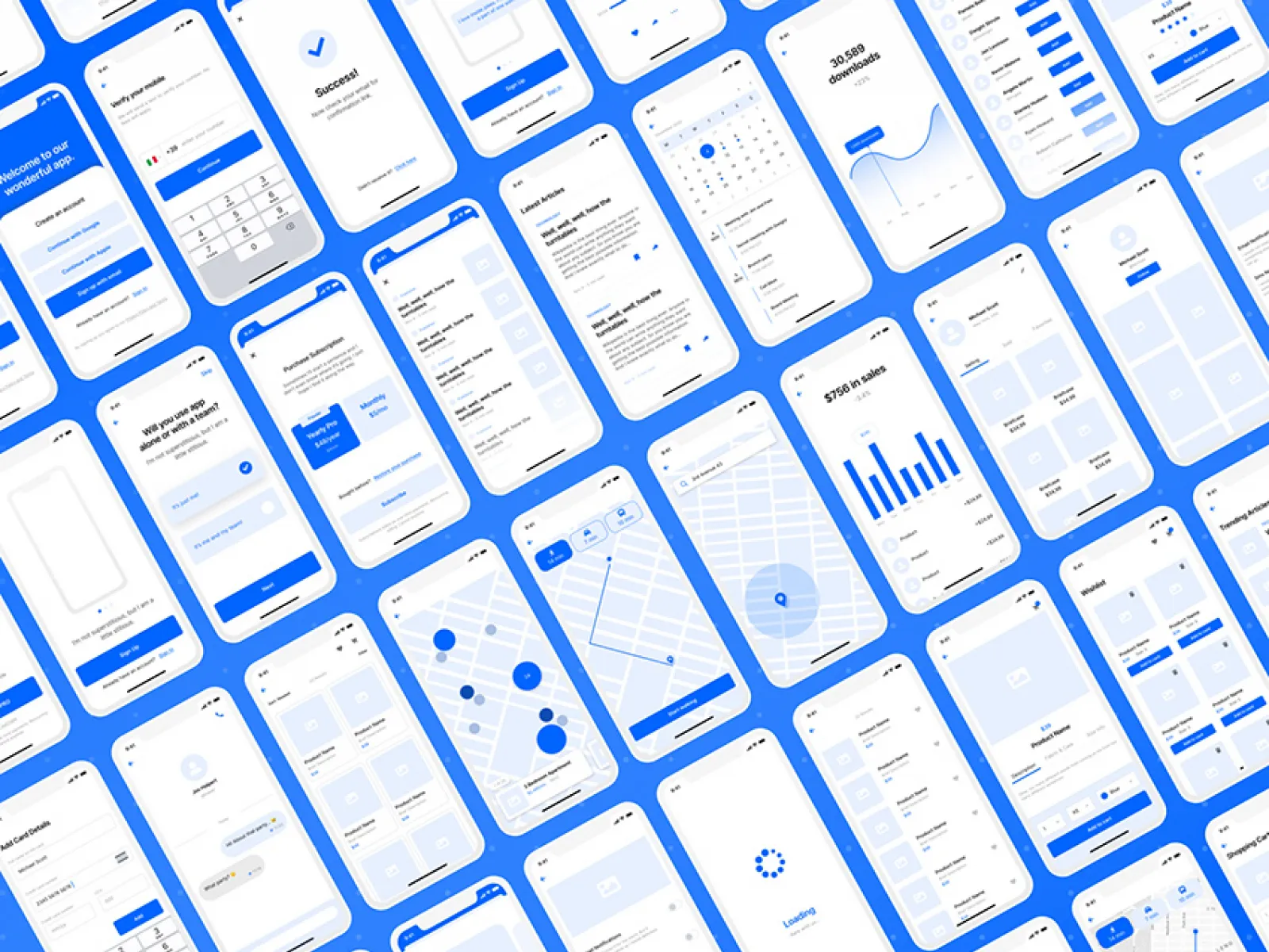 Wireframe Kit for iOS Apps for Figma and Adobe XD