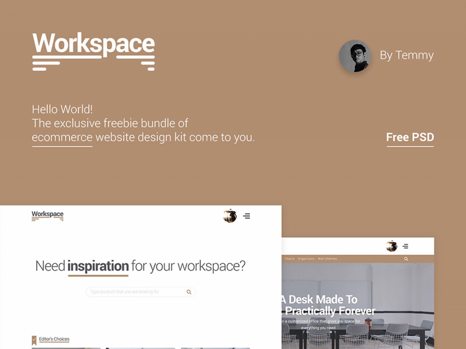 Workspace Web Template freebie for Figma and Adobe XD