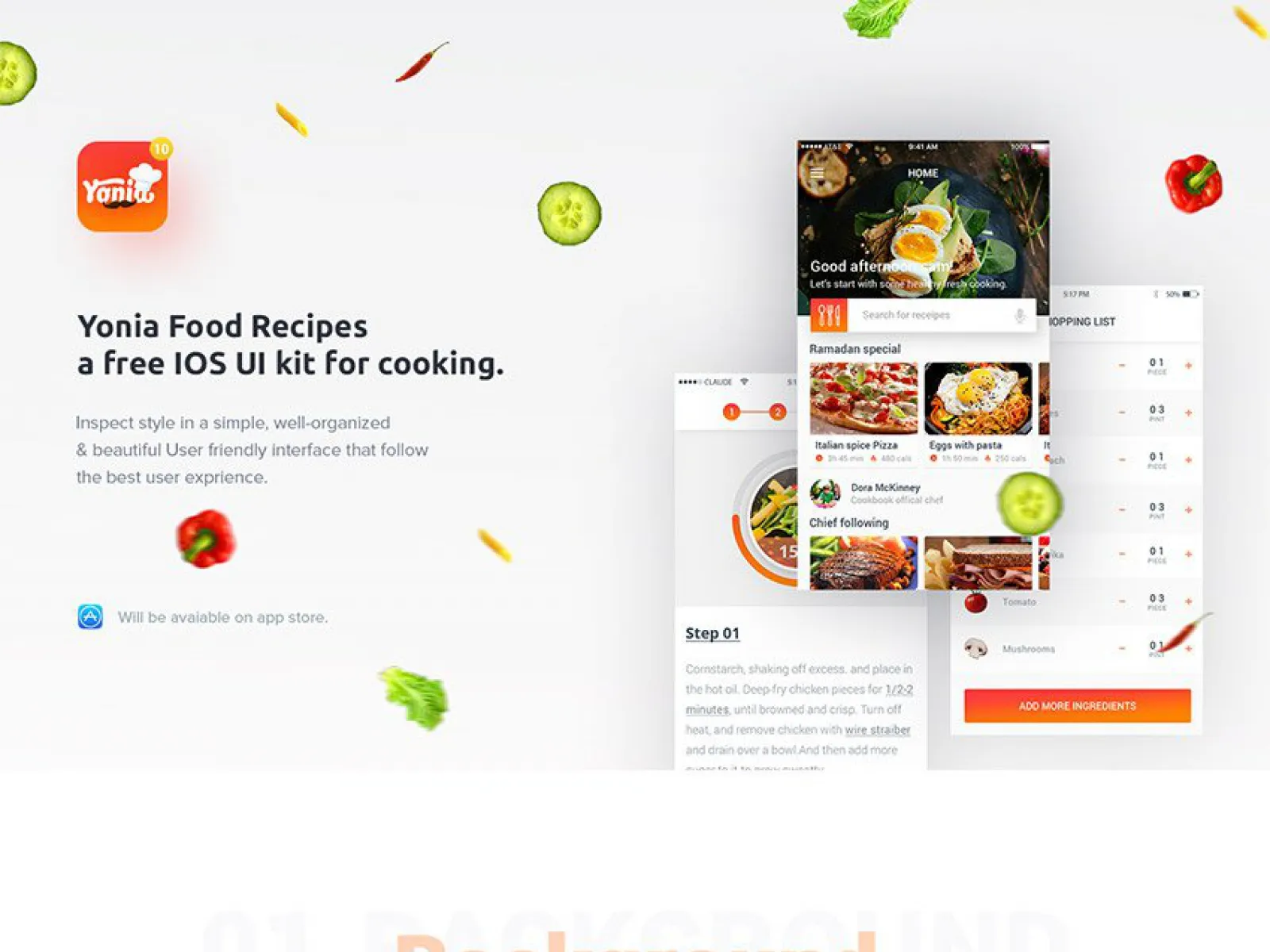 Yonia Food Recipes iOS UI for Figma and Adobe XD No 1